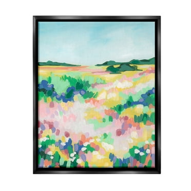 Stupell Industries Bold Speckled Landscape Landscape Painting Black Floater Framed Canvas Art Print Wall Art, 17 x 21