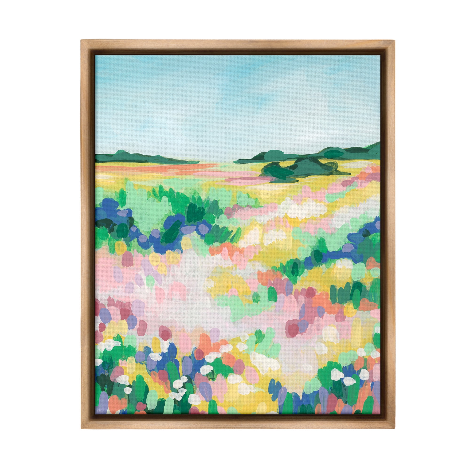 Stupell Industries Bold Speckled Landscape Landscape Painting Brown Floater Framed Canvas Art Print Wall Art, 25 x 31