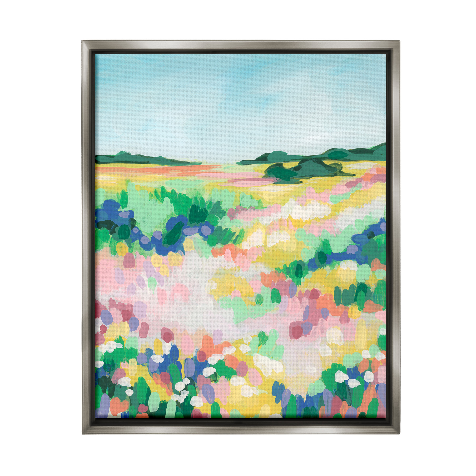 Stupell Industries Bold Speckled Landscape Landscape Painting Gray Floater Framed Canvas Art Print Wall Art, 17 x 21