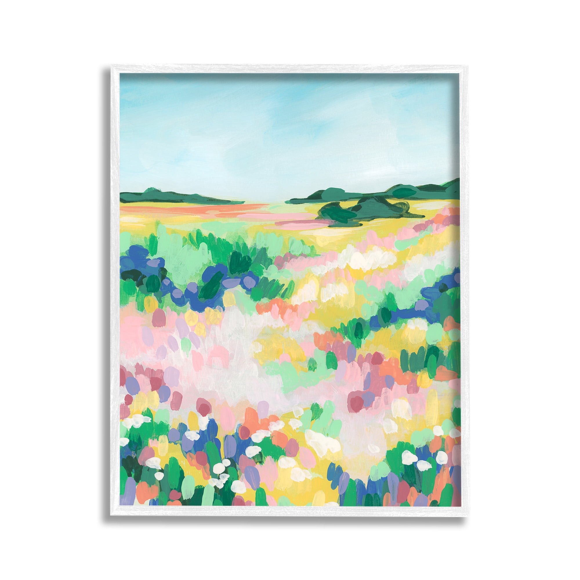 Stupell Industries Bold Speckled Landscape Landscape Painting White Framed Art Print Wall Art, 11 x 14