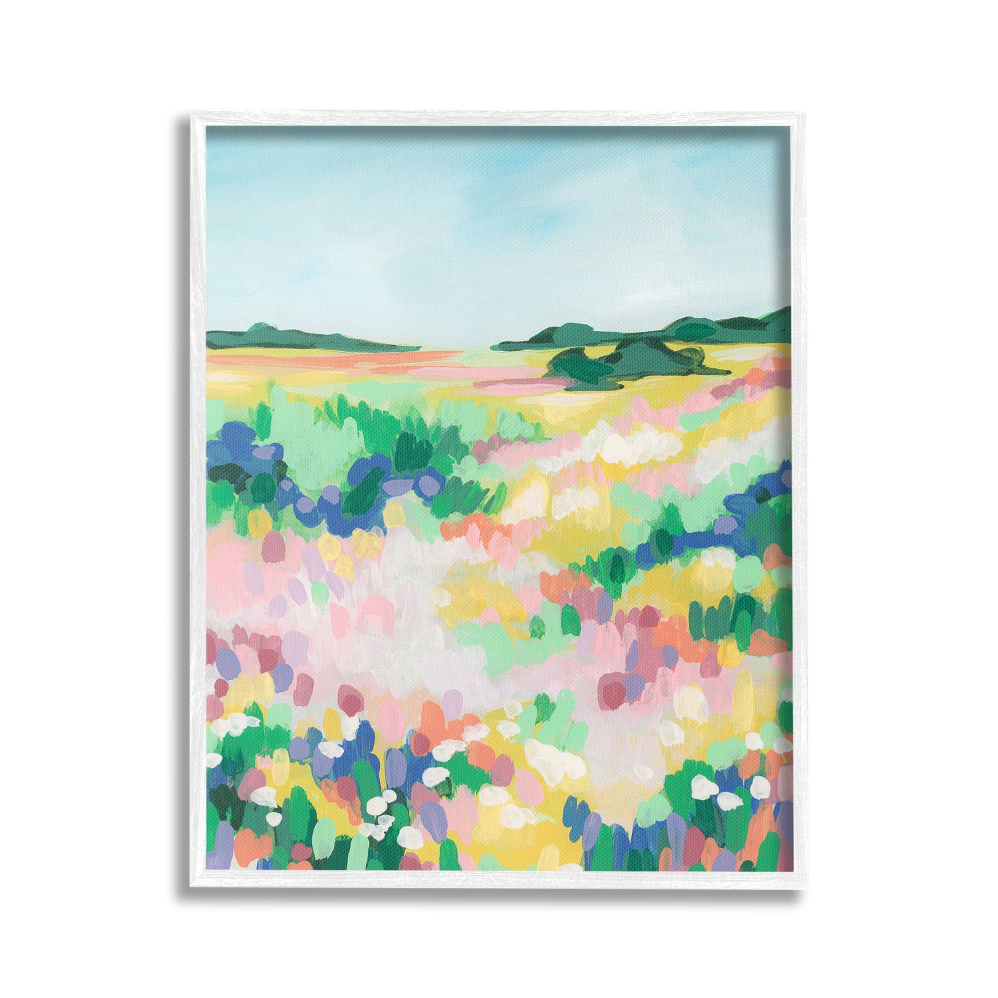 Stupell Industries Bold Speckled Landscape Landscape Painting White Framed Art Print Wall Art, 16 x 20