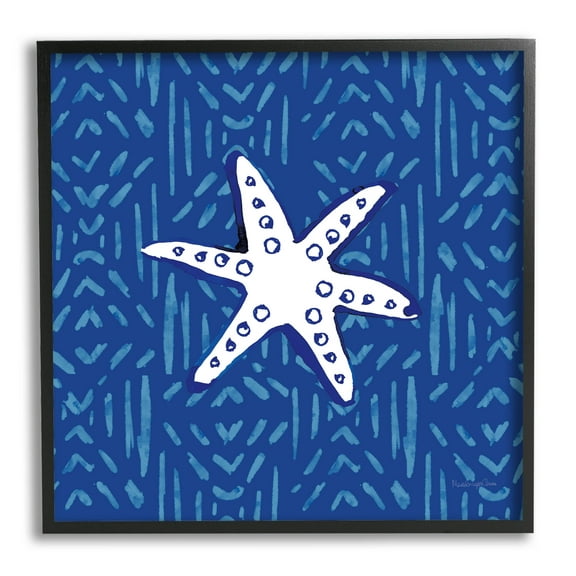 Stupell Industries Bold Starfish Coastal Beach Life Graphic Art Black Framed Art Print Wall Art, Design by Mercedes Lopez Charro