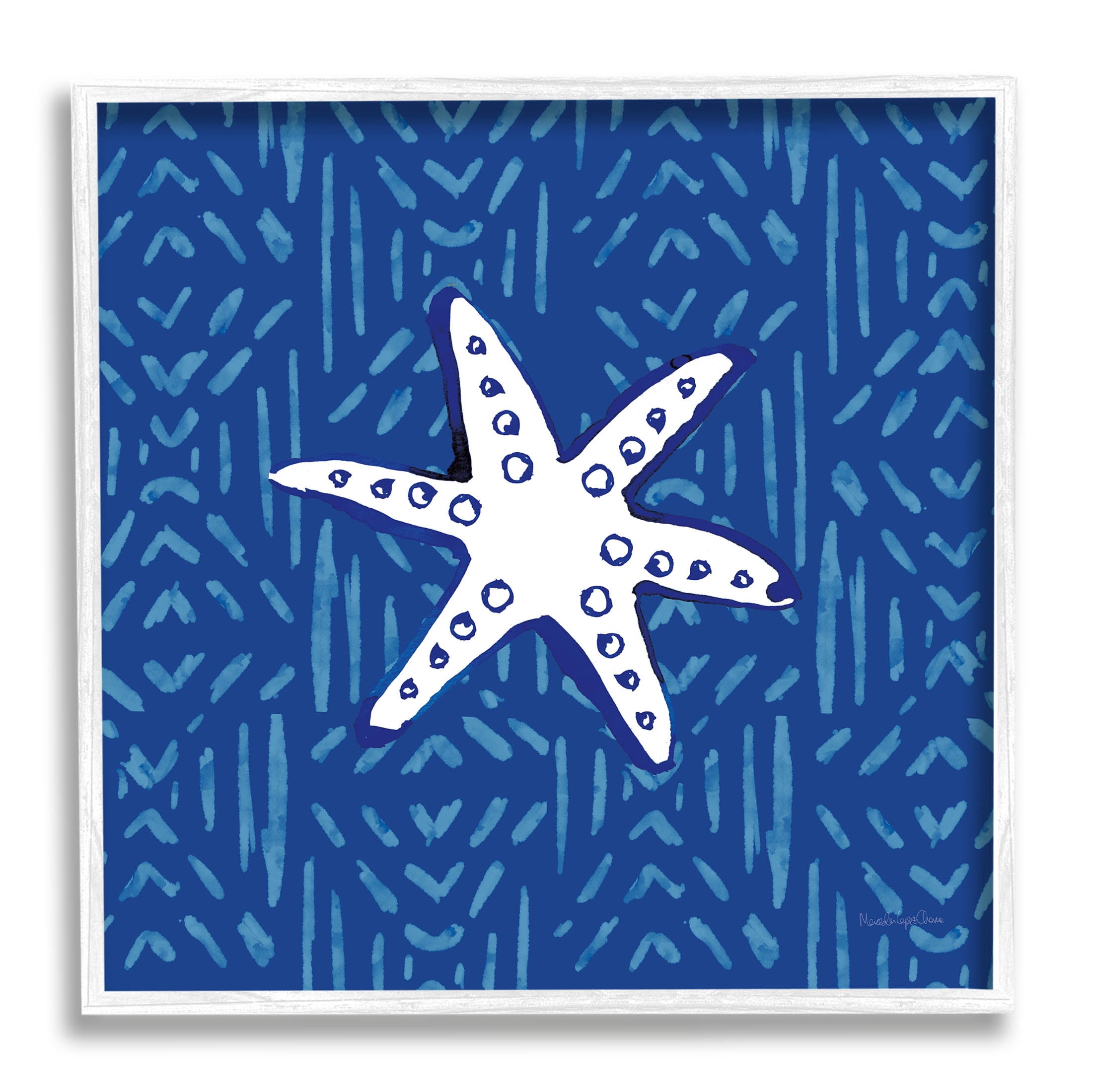 Stupell Industries Bold Starfish Coastal Beach Life Graphic Art White Framed Art Print Wall Art, Design by Mercedes Lopez Charro
