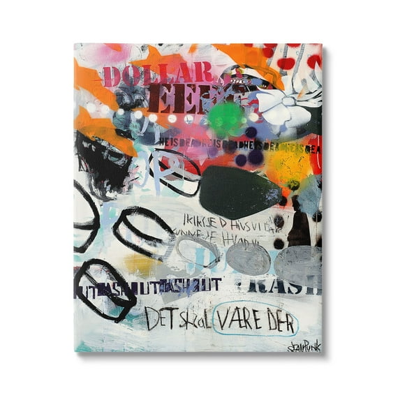 Stupell Industries Bold Stencil Graffiti Text Collage Dynamic Patterns Canvas Wall Art, 24 x 30, Design by Incado
