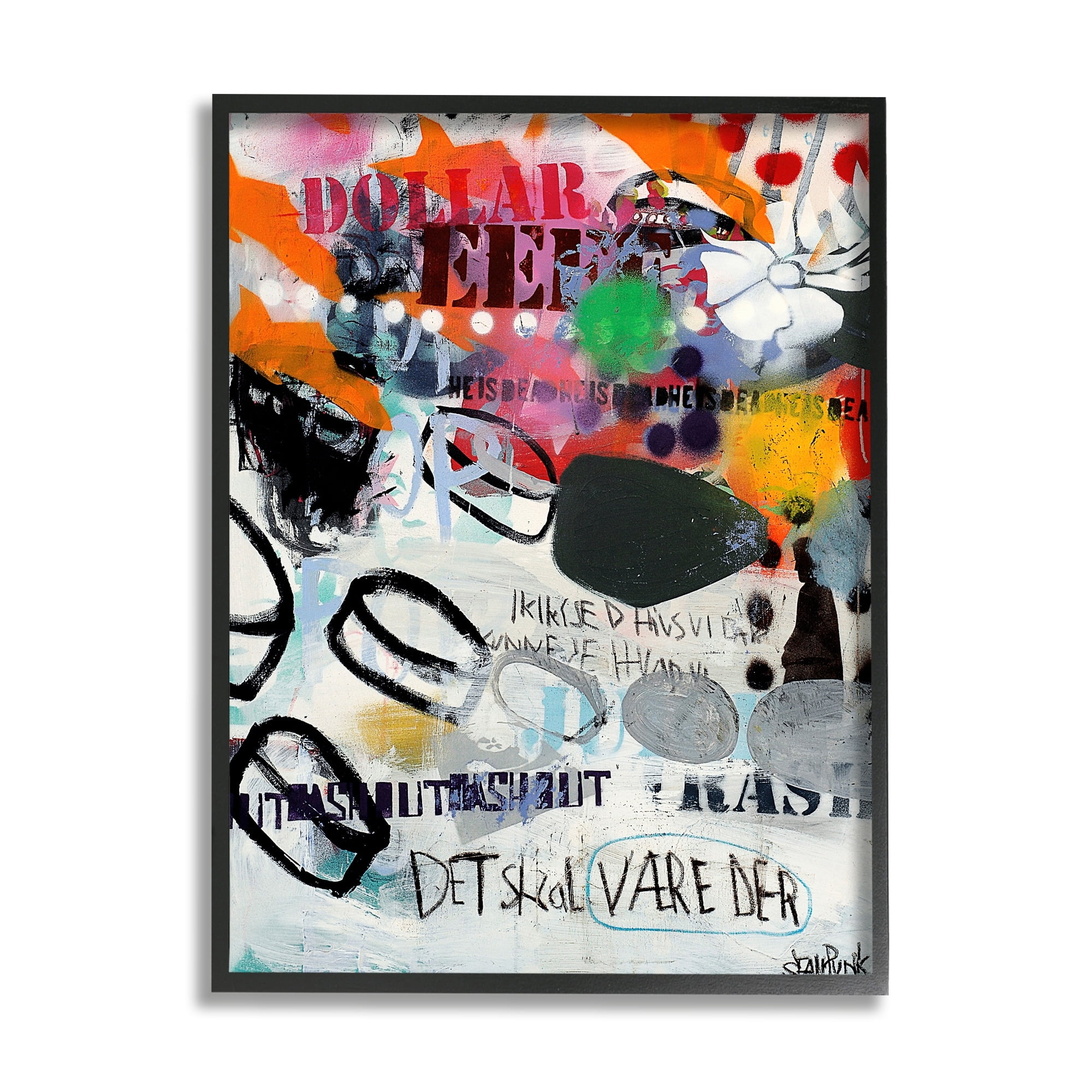 Stupell Industries Bold Stencil Graffiti Text Collage Dynamic Patterns Framed Wall Art, 11 x 14, Design by Incado