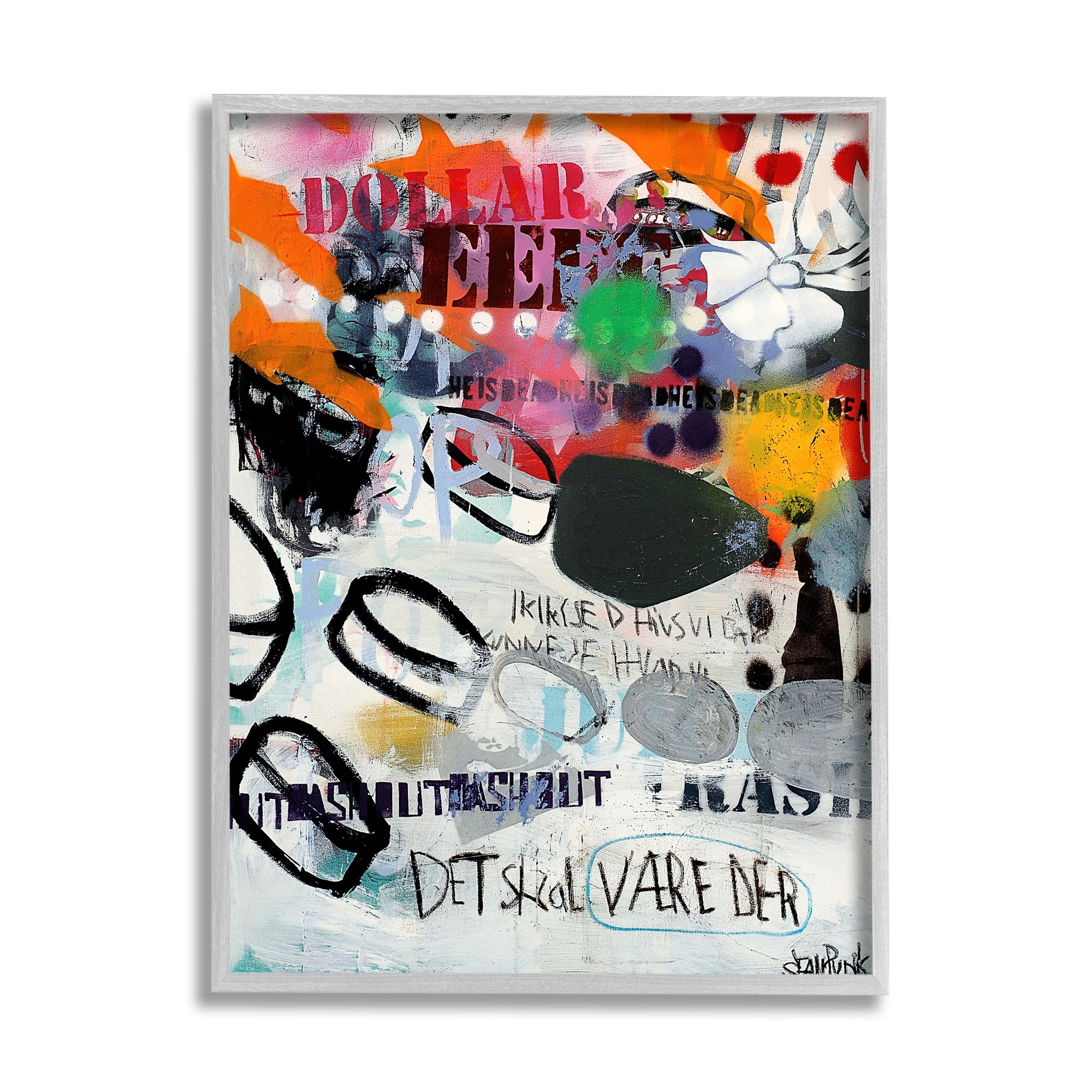 Stupell Industries Bold Stencil Graffiti Text Collage Dynamic Patterns Framed Wall Art, 16 x 20, Design by Incado