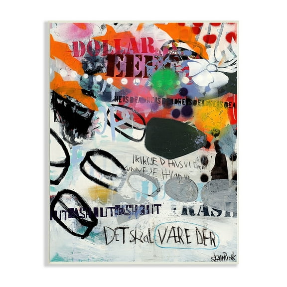 Stupell Industries Bold Stencil Graffiti Text Collage Dynamic Patterns Wood Wall Art, 10 x 15, Design by Incado