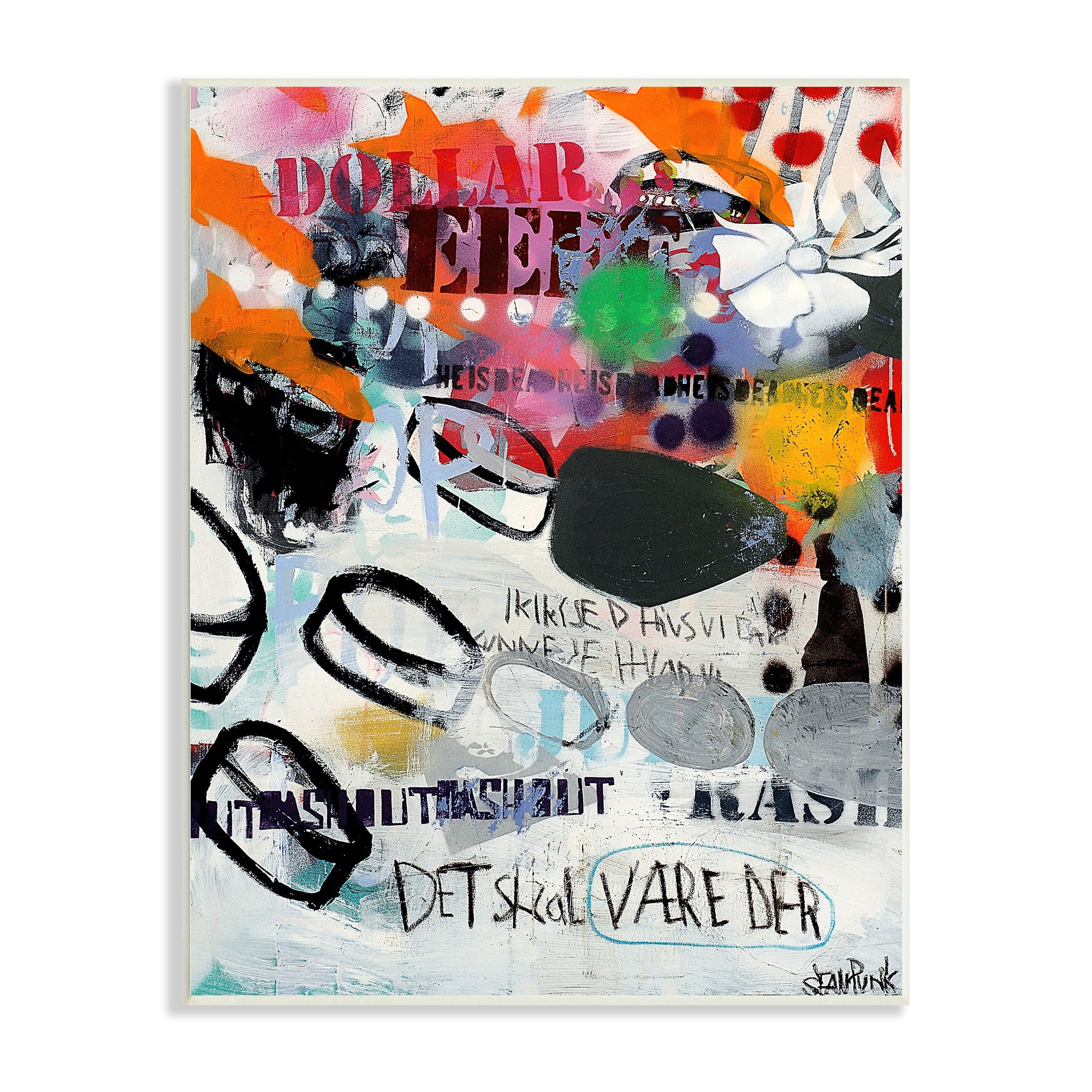 Stupell Industries Bold Stencil Graffiti Text Collage Dynamic Patterns Wood Wall Art, 13 x 19, Design by Incado