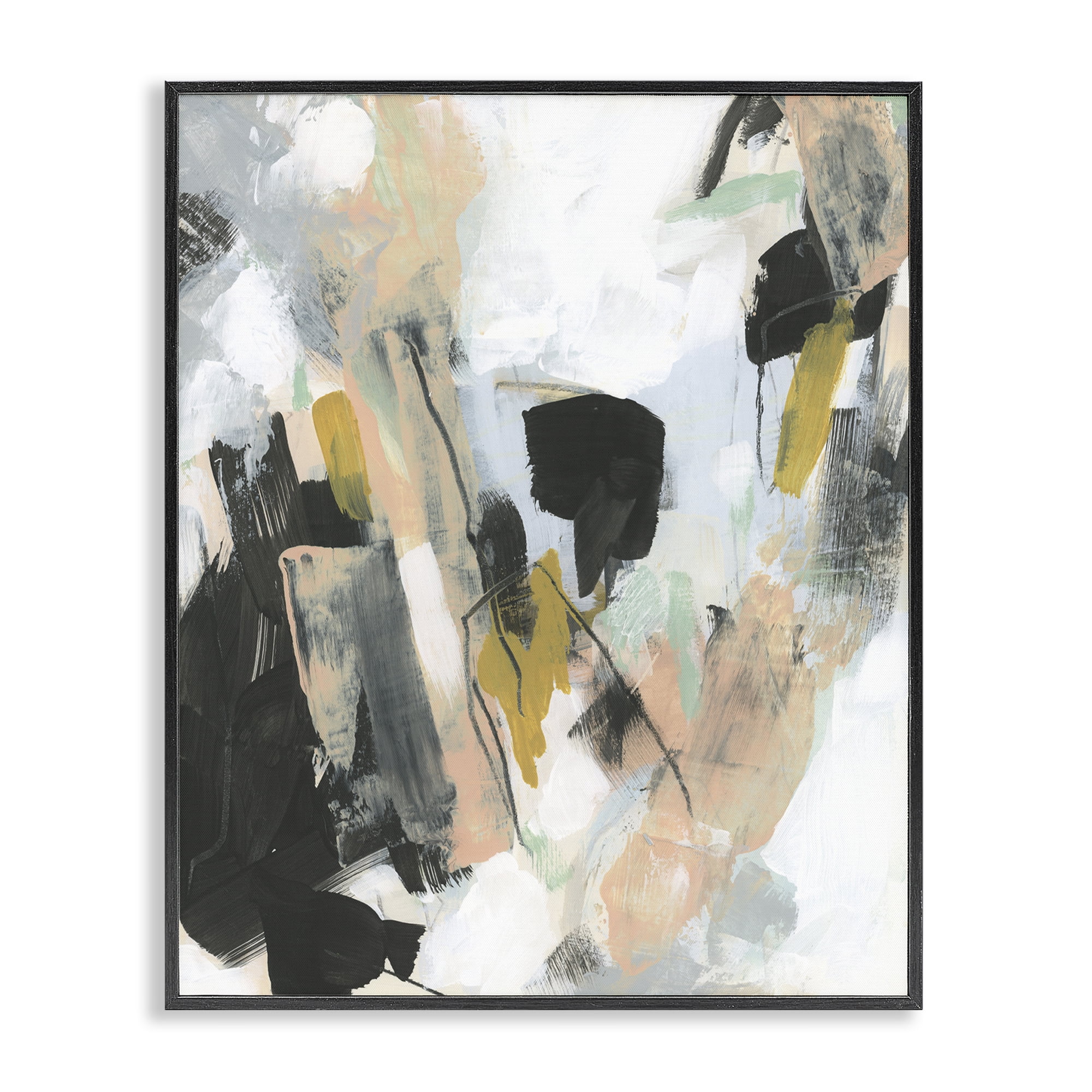 Stupell Industries Bold Streaks of Paint Abstract Painting Black Framed Art Print Wall Art, 16 x 20