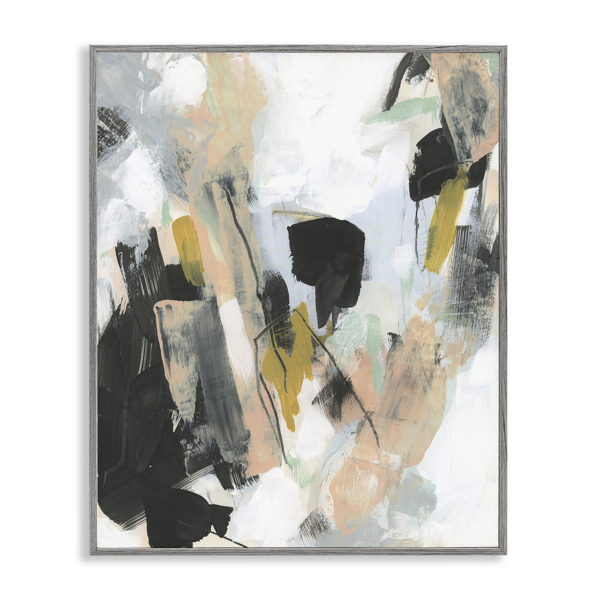 Stupell Industries Bold Streaks of Paint Abstract Painting Gray Framed Art Print Wall Art, 11 x 14