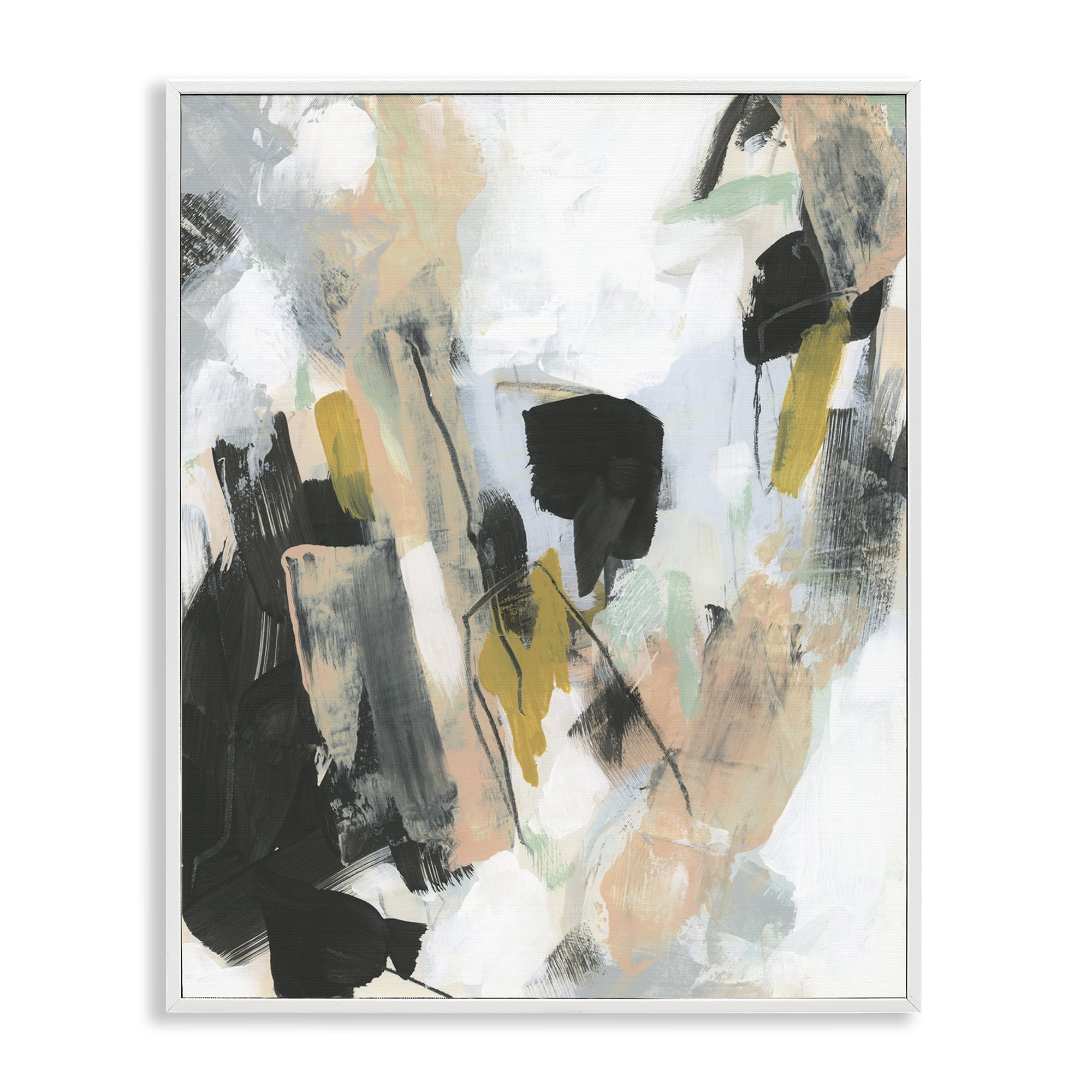 Stupell Industries Bold Streaks of Paint Abstract Painting White Framed Art Print Wall Art, 16 x 20