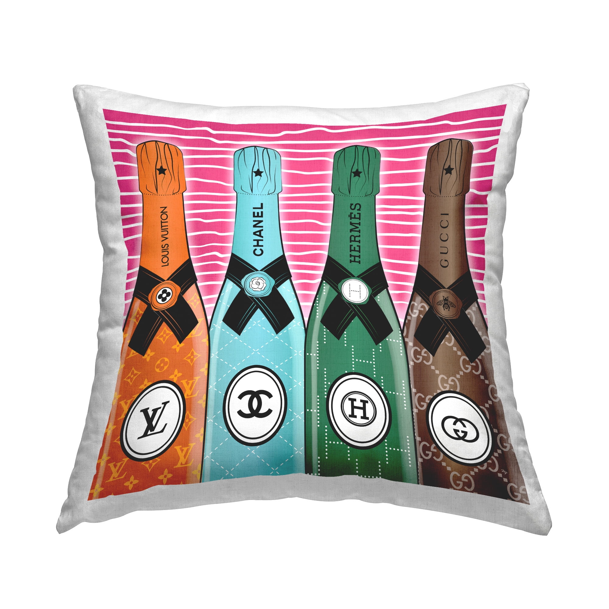Stupell Industries Bold Striped Champagne Decorative Printed Throw Pillow Design by Martina Pavlova