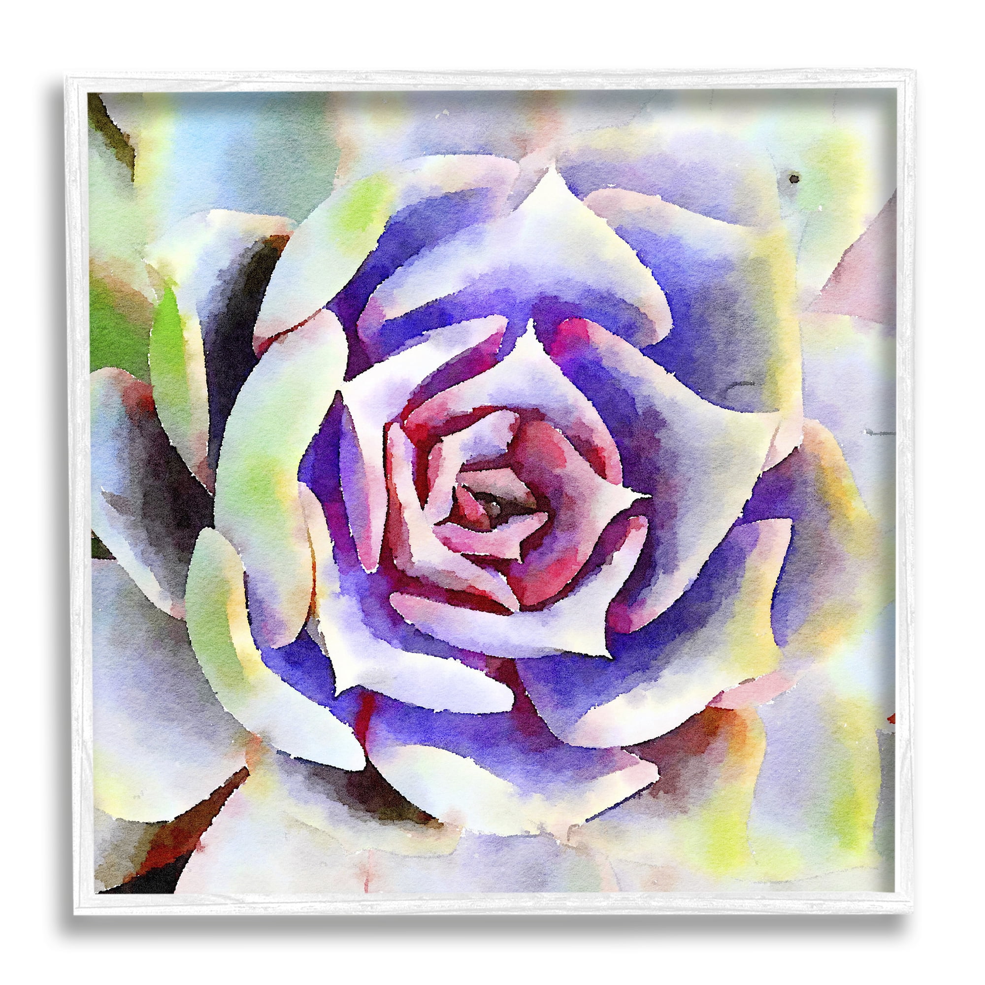 Stupell Industries Bold Succulent Watercolor Leaves Botanical & Floral Painting White Framed Art Print Wall Art
