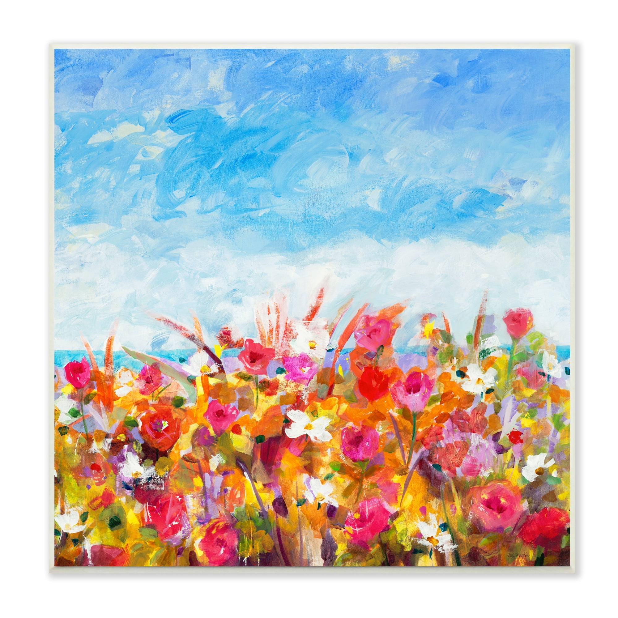 Stupell Industries Bold Summer Blooming Flower Field Under Cloudy Sky, 12 x 12, Design by Jill Martin