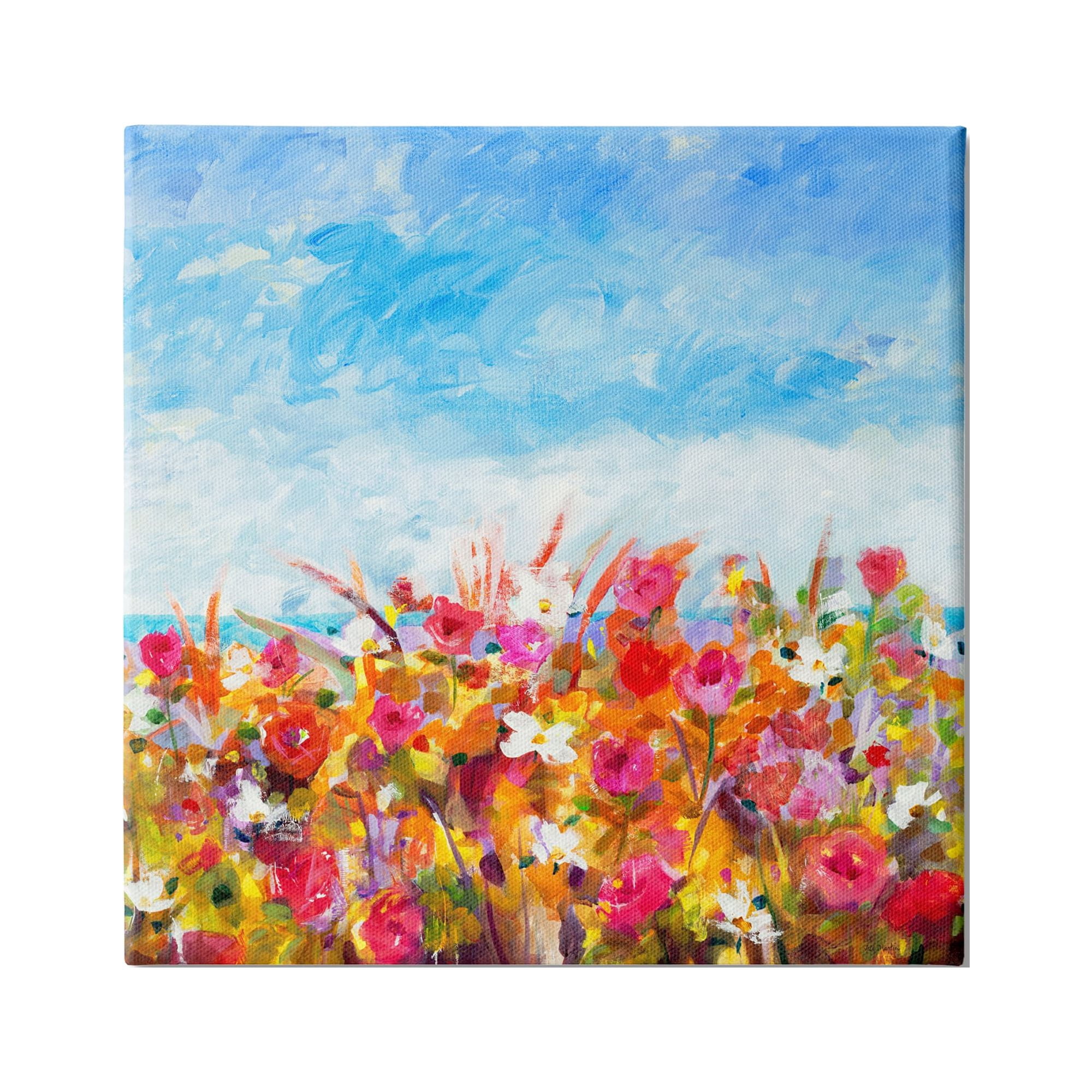 Stupell Industries Bold Summer Blooming Flower Field Under Cloudy Sky, 17 x 17, Design by Jill Martin