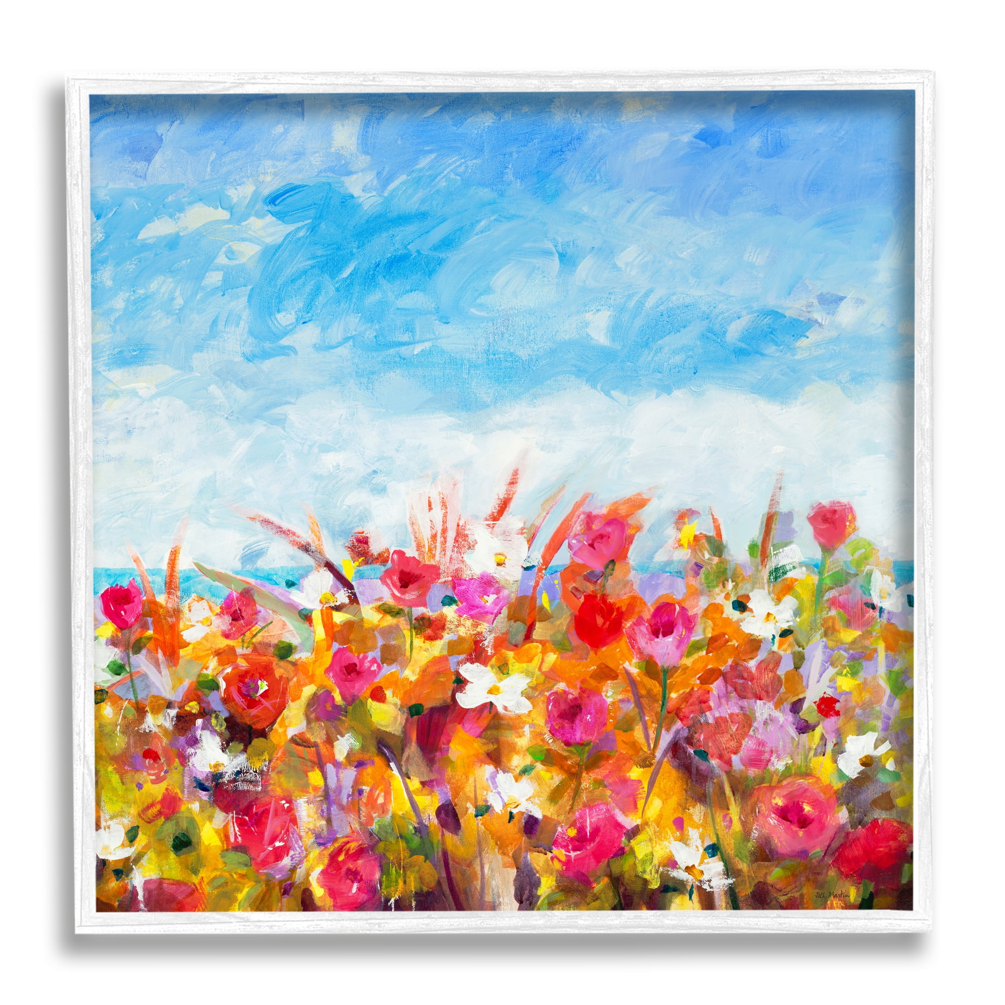 Stupell Industries Bold Summer Blooming Flower Field Under Cloudy Sky, 24 x 24, Design by Jill Martin