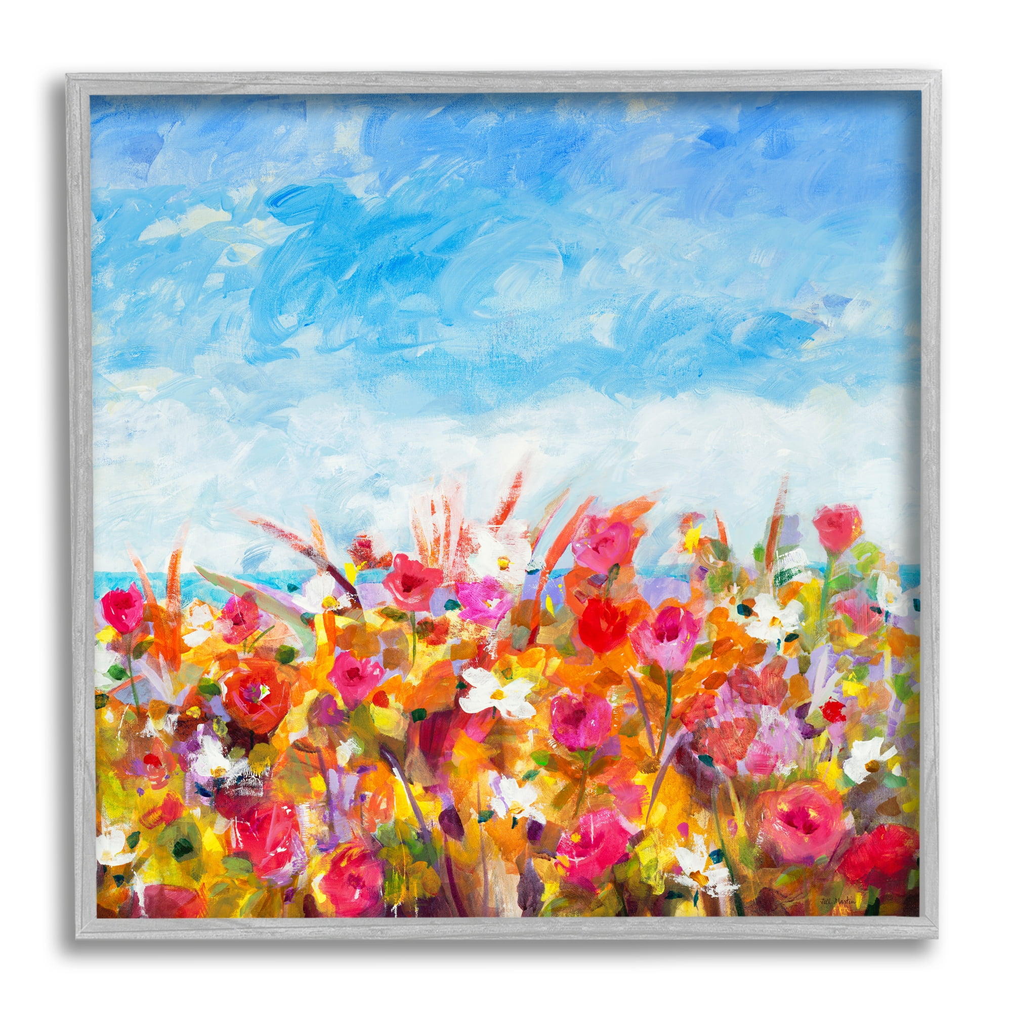 Stupell Industries Bold Summer Blooming Flower Field Under Cloudy Sky, 24 x 24, Design by Jill Martin