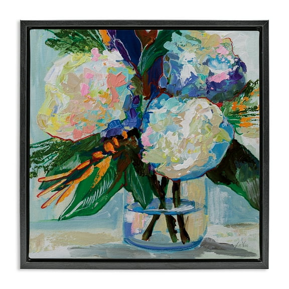 Stupell Industries Bold Summer Blooms Plants & Flowers Painting Black Floater Framed Canvas Art Print Wall Art, 18 x 18