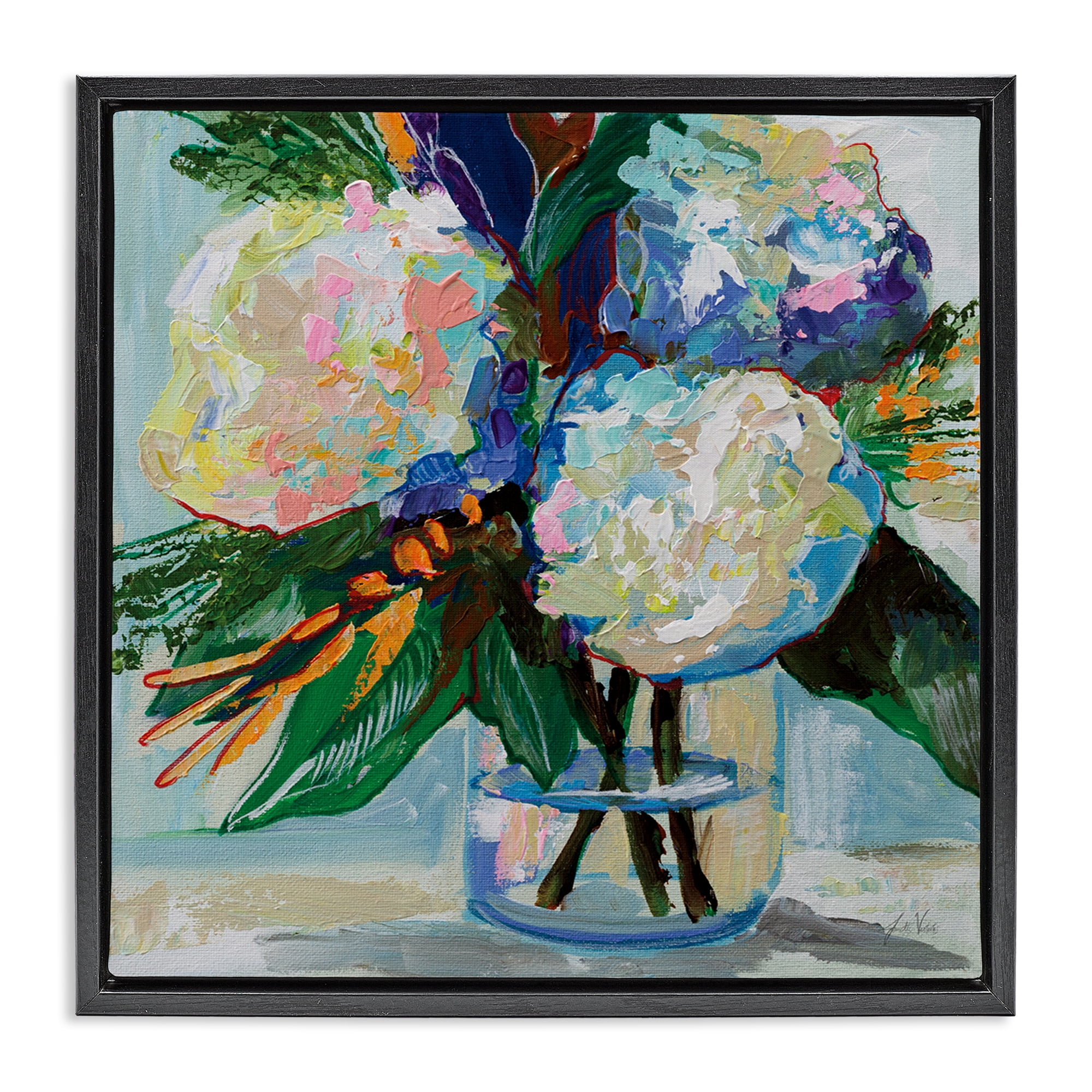 Stupell Industries Bold Summer Blooms Plants & Flowers Painting Black Floater Framed Canvas Art Print Wall Art, 25 x 25