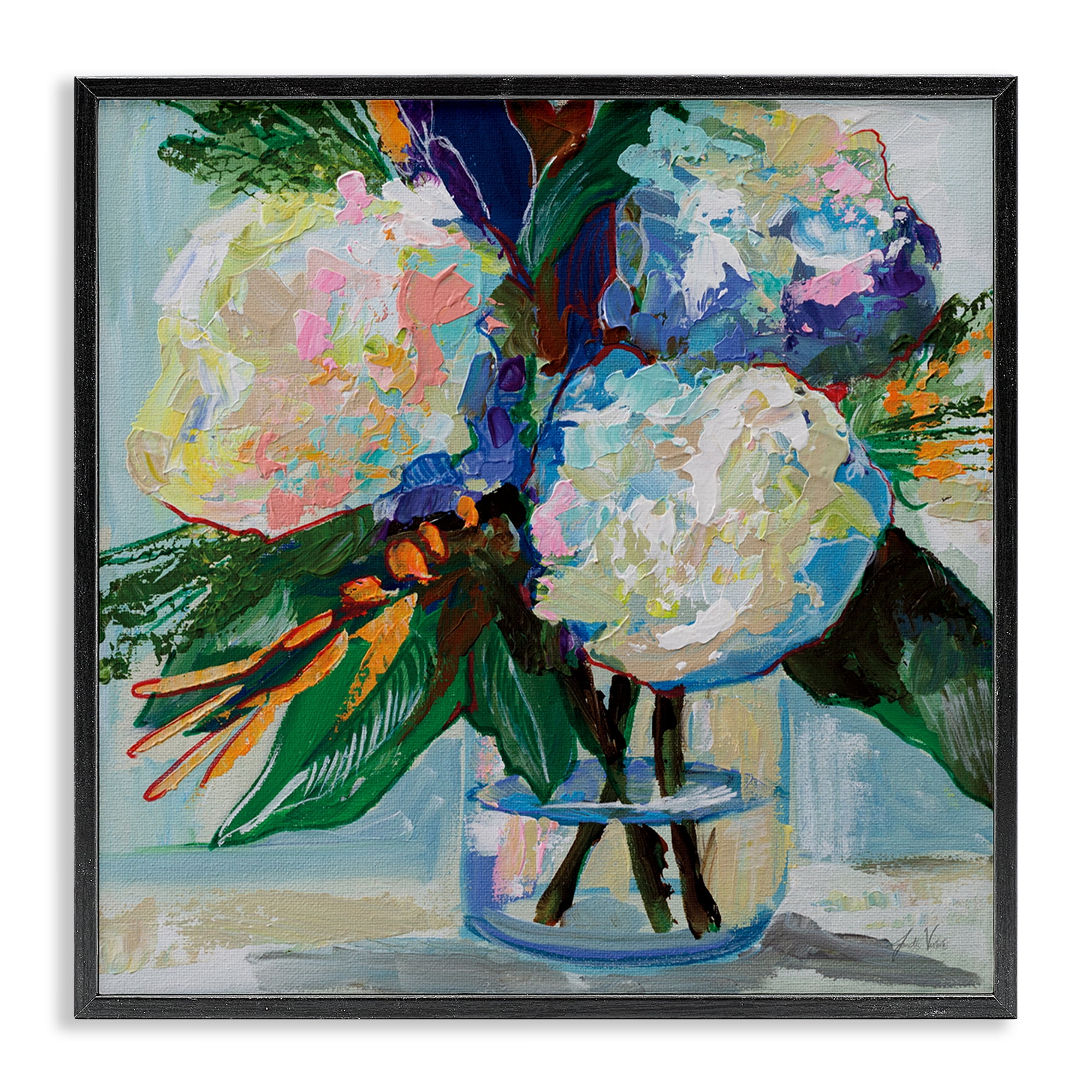 Stupell Industries Bold Summer Blooms Plants & Flowers Painting Black Framed Art Print Wall Art, 17 x 17