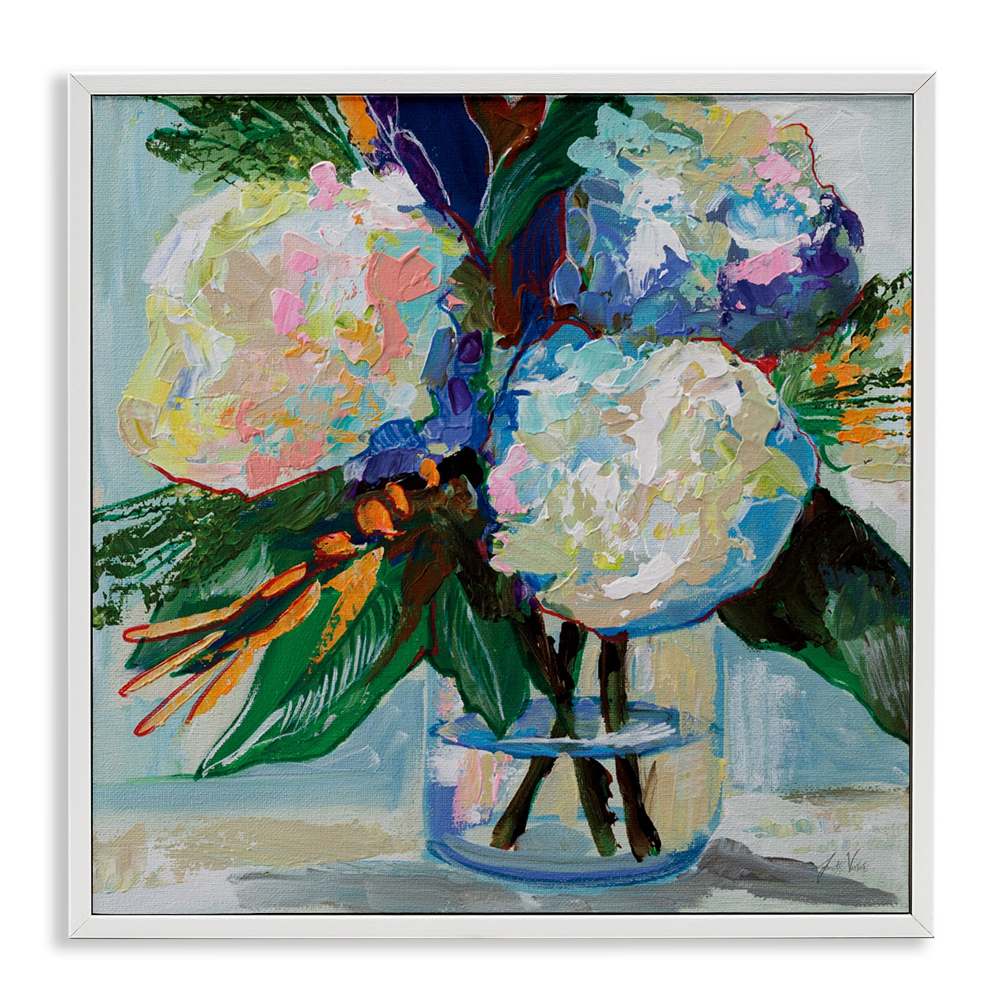 Stupell Industries Bold Summer Blooms Plants & Flowers Painting White Framed Art Print Wall Art, 24 x 24