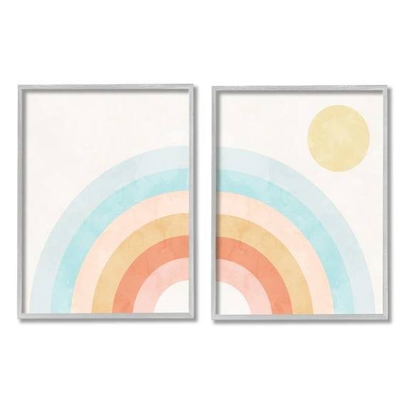 Stupell Industries Bold Summer Sun Rainbow Soft Pastel Tones Kids, 16 x 20, Design by Daphne Polselli