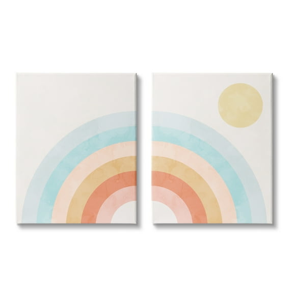 Stupell Industries Bold Summer Sun Rainbow Soft Pastel Tones Kids, 24 x 30, Design by Daphne Polselli
