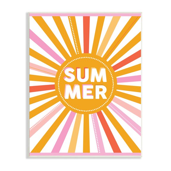 Stupell Industries Bold Summer Typography Playful Rainbow Sun Rays , 13 x 19, Designed by Angela Nickeas