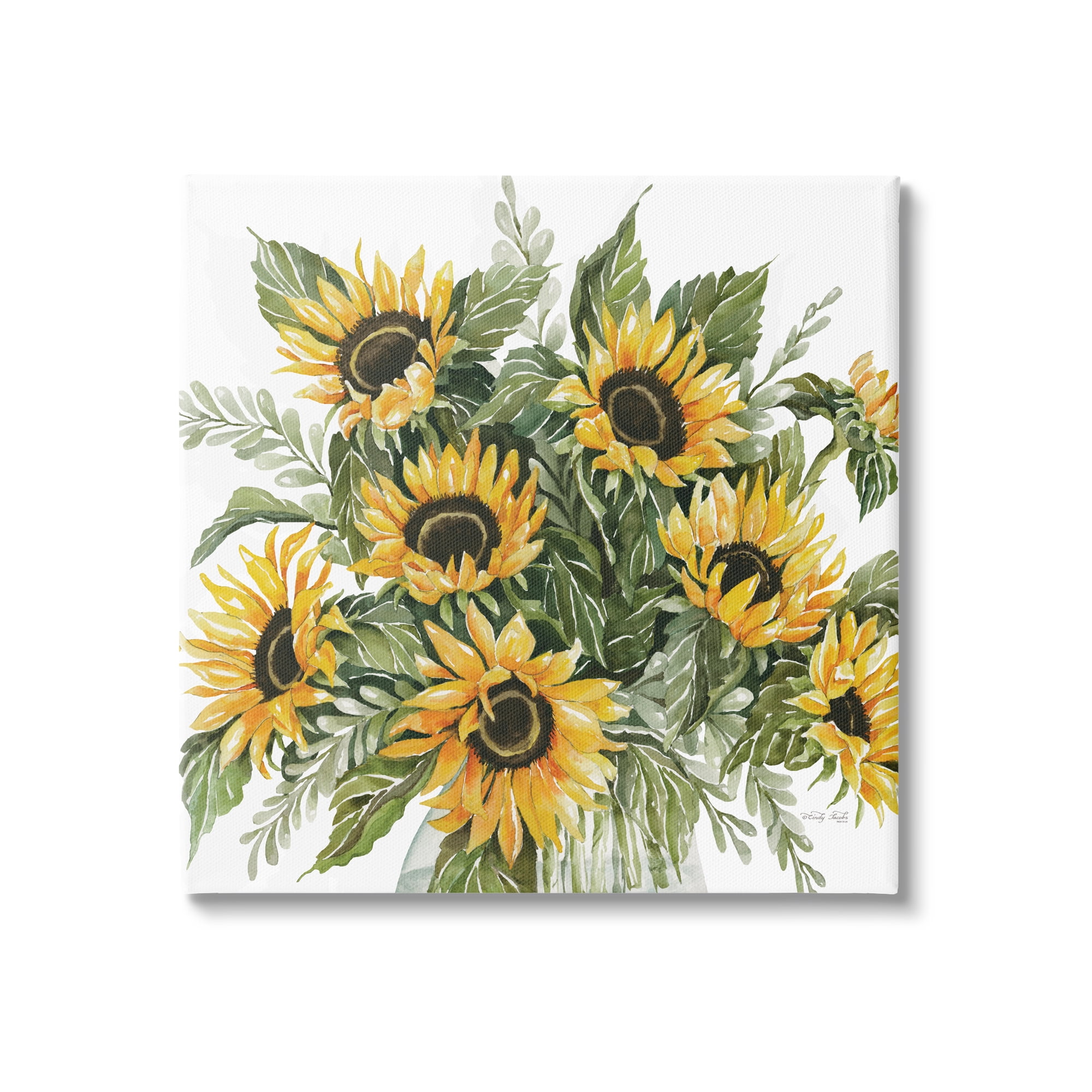 Stupell Industries Bold Sunflower Bunches Floral Country Blossom Bouquet Graphic Art Gallery Wrapped Canvas Print Wall Art, Design by Cindy Jacobs
