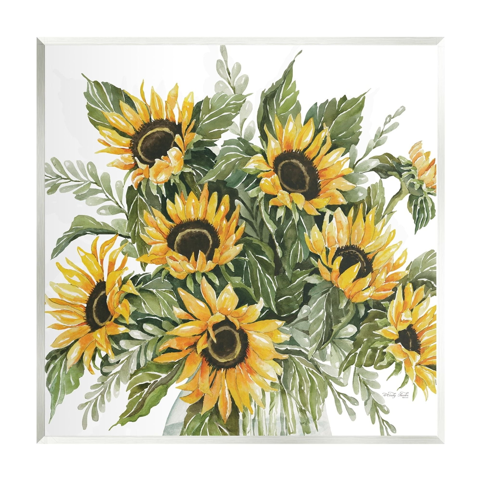 Stupell Industries Bold Sunflower Bunches Floral Country Blossom Bouquet Graphic Art Unframed Art Print Wall Art, Design by Cindy Jacobs