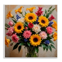 Stupell Industries Bold Sunflowers Mixed Bouquet Plants & Flowers Painting Unframed Art Print Wall Art, 12 x 12