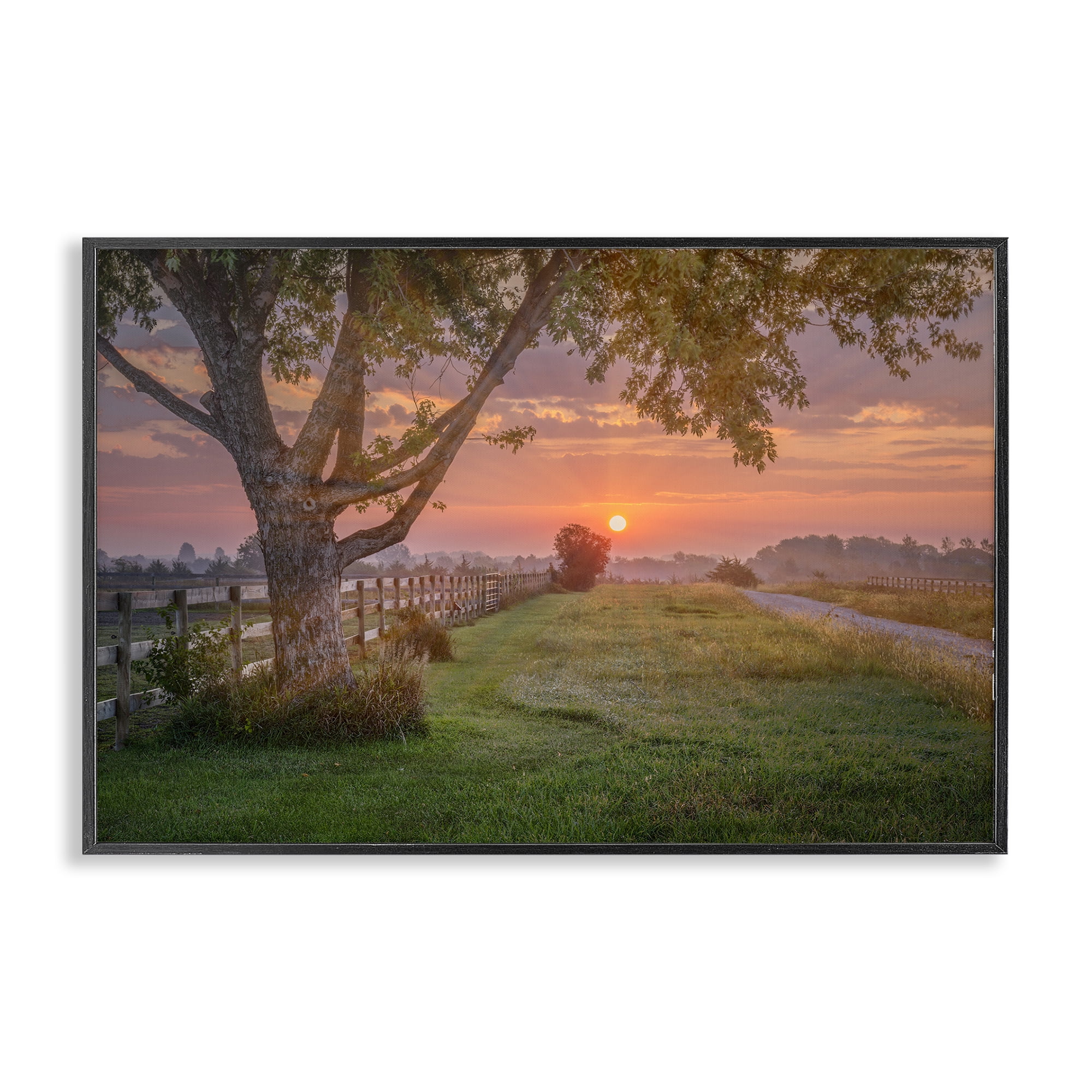 Stupell Industries Bold Sunrise in Countryside Landscape & Nature Photography Black Framed Art Print Wall Art, 30 x 20
