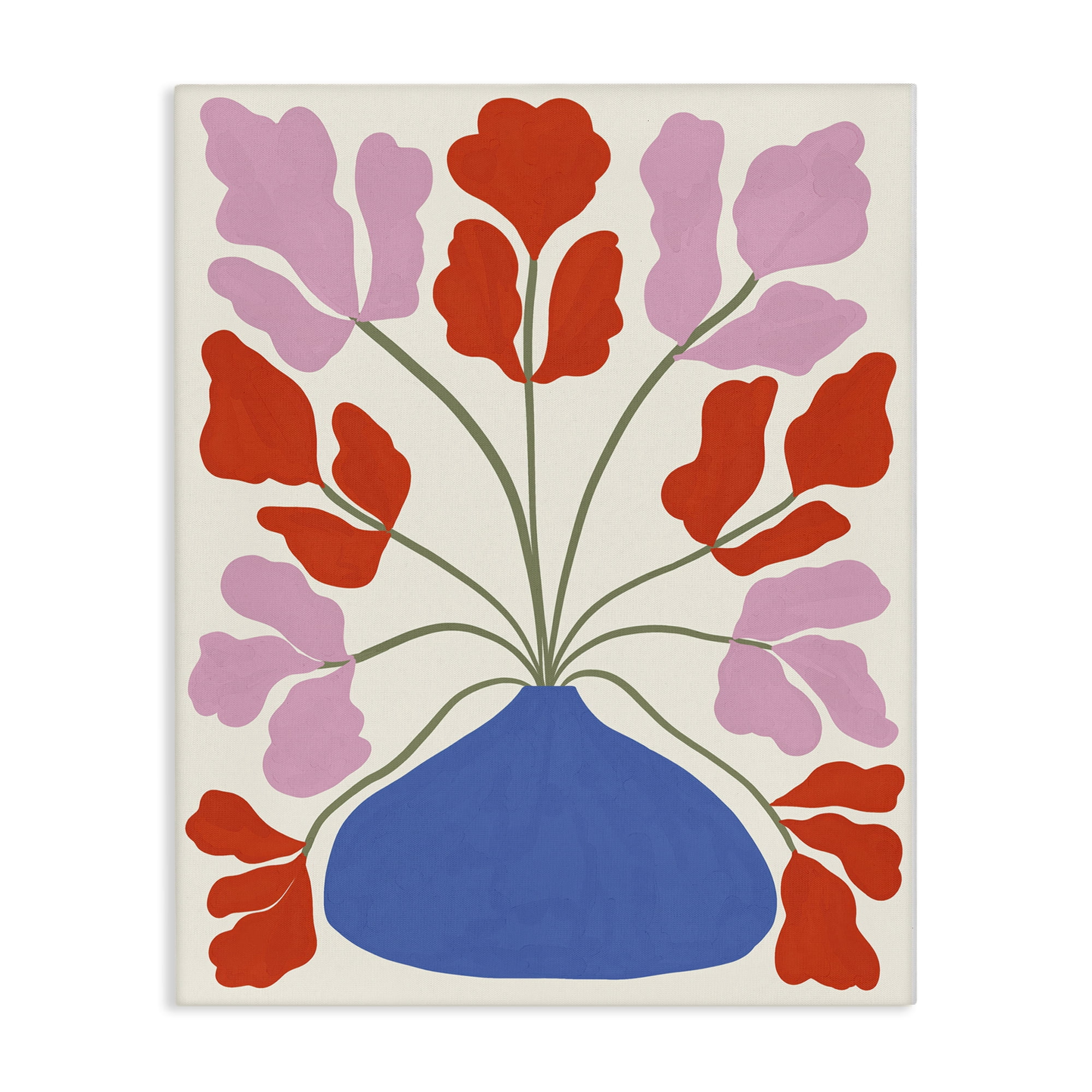 Stupell Industries Bold Symmetrical Flower Pot Plants & Flowers Painting Wrapped Canvas Art Print Wall Art, 16 x 20