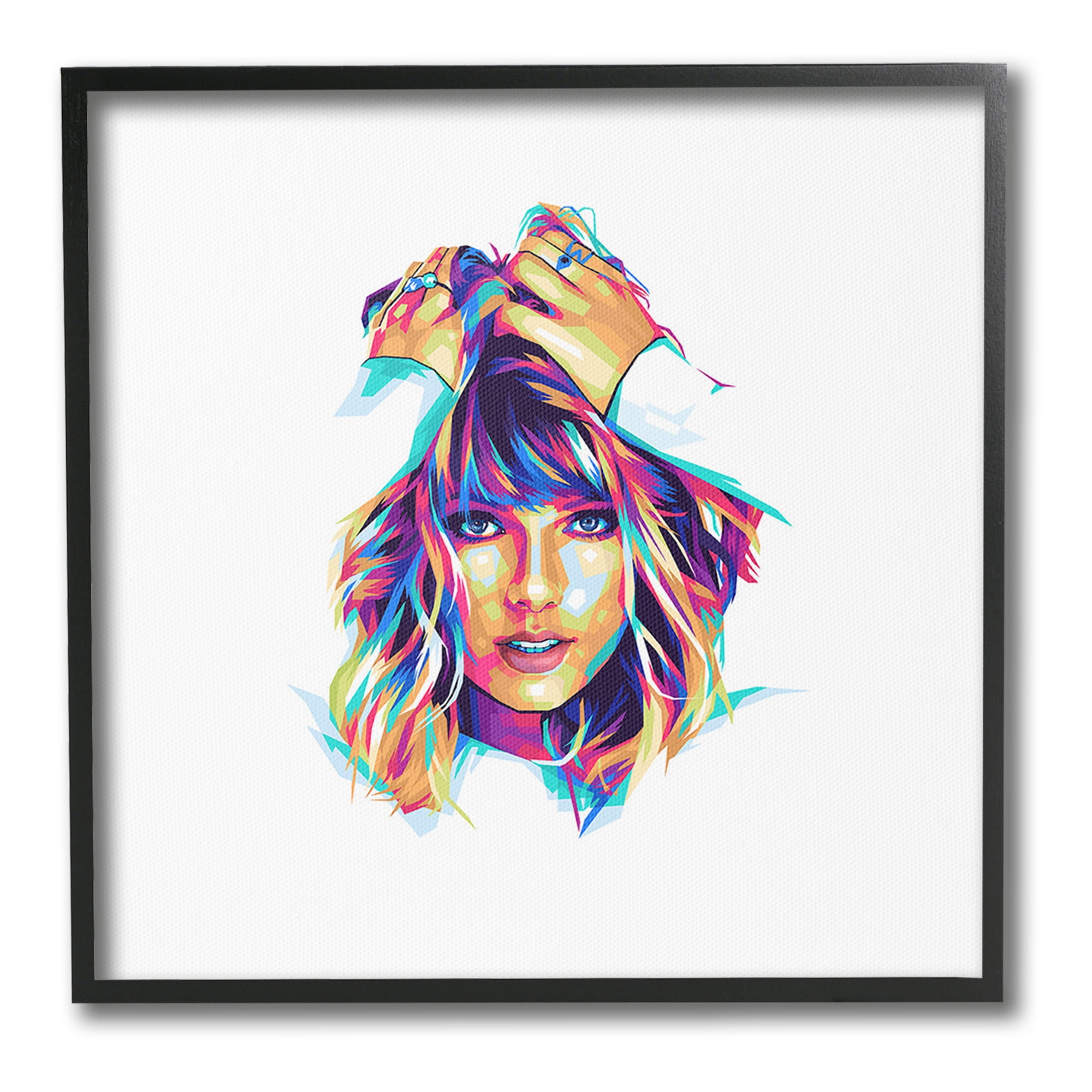 Stupell Industries Bold Taylor on White Abstract Painting Black Framed Art Print Wall Art, 24 x 24