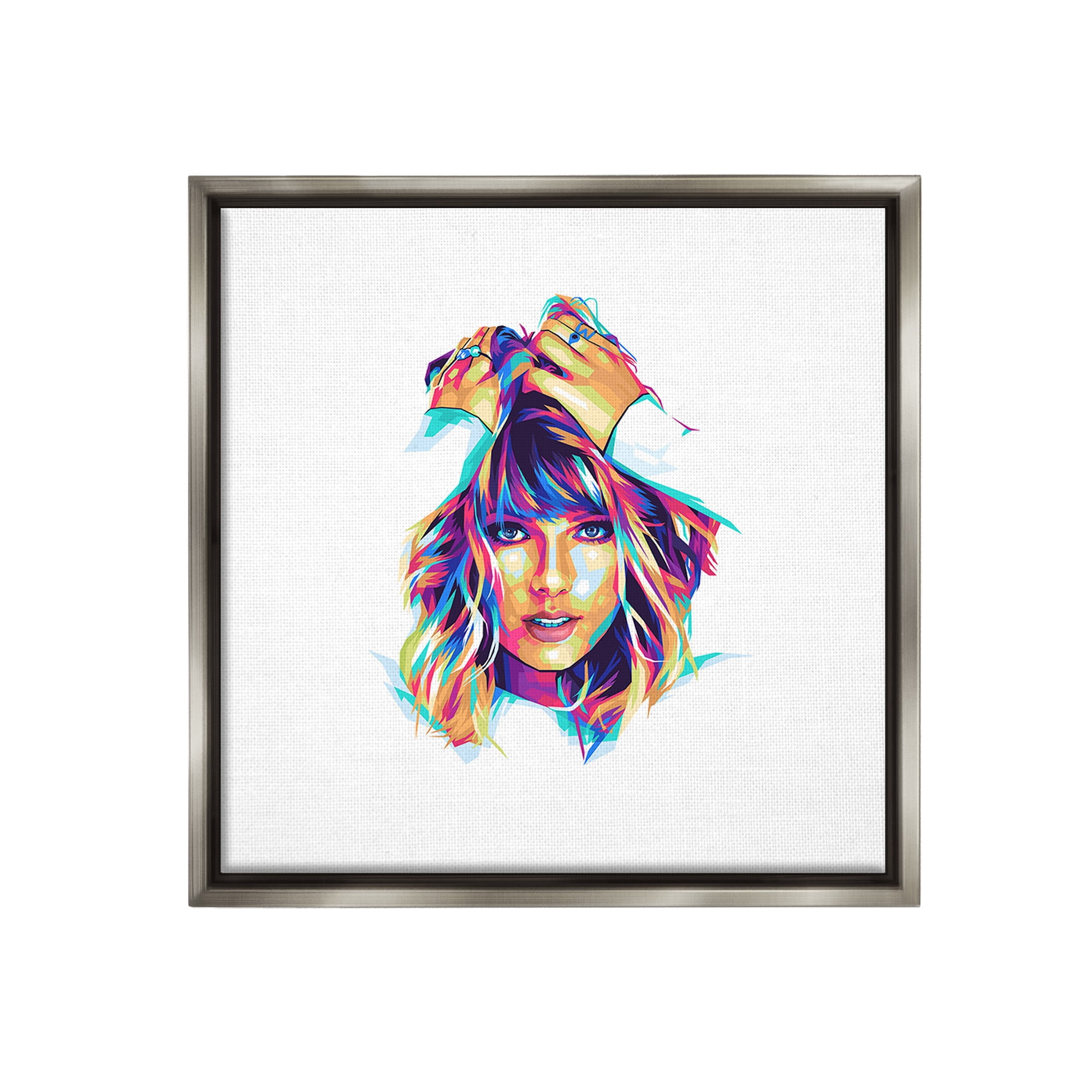 Stupell Industries Bold Taylor on White Abstract Painting Gray Floater Framed Canvas Art Print Wall Art, 25 x 25