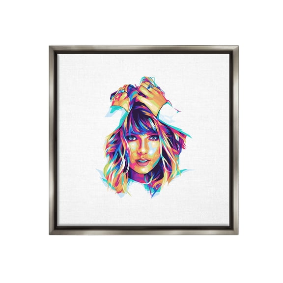 Stupell Industries Bold Taylor on White Abstract Painting Gray Floater Framed Canvas Art Print Wall Art, 25 x 25