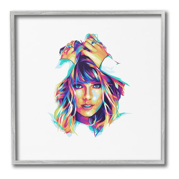 Stupell Industries Bold Taylor on White Abstract Painting Gray Framed Art Print Wall Art, 12 x 12