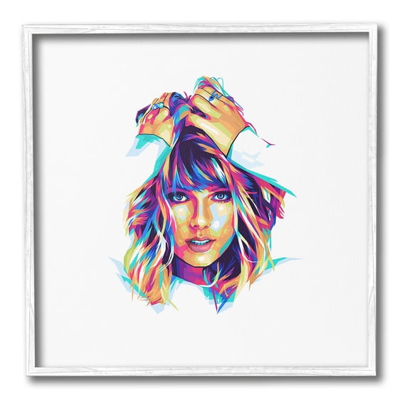 Stupell Industries Bold Taylor on White Abstract Painting White Framed Art Print Wall Art, 17 x 17