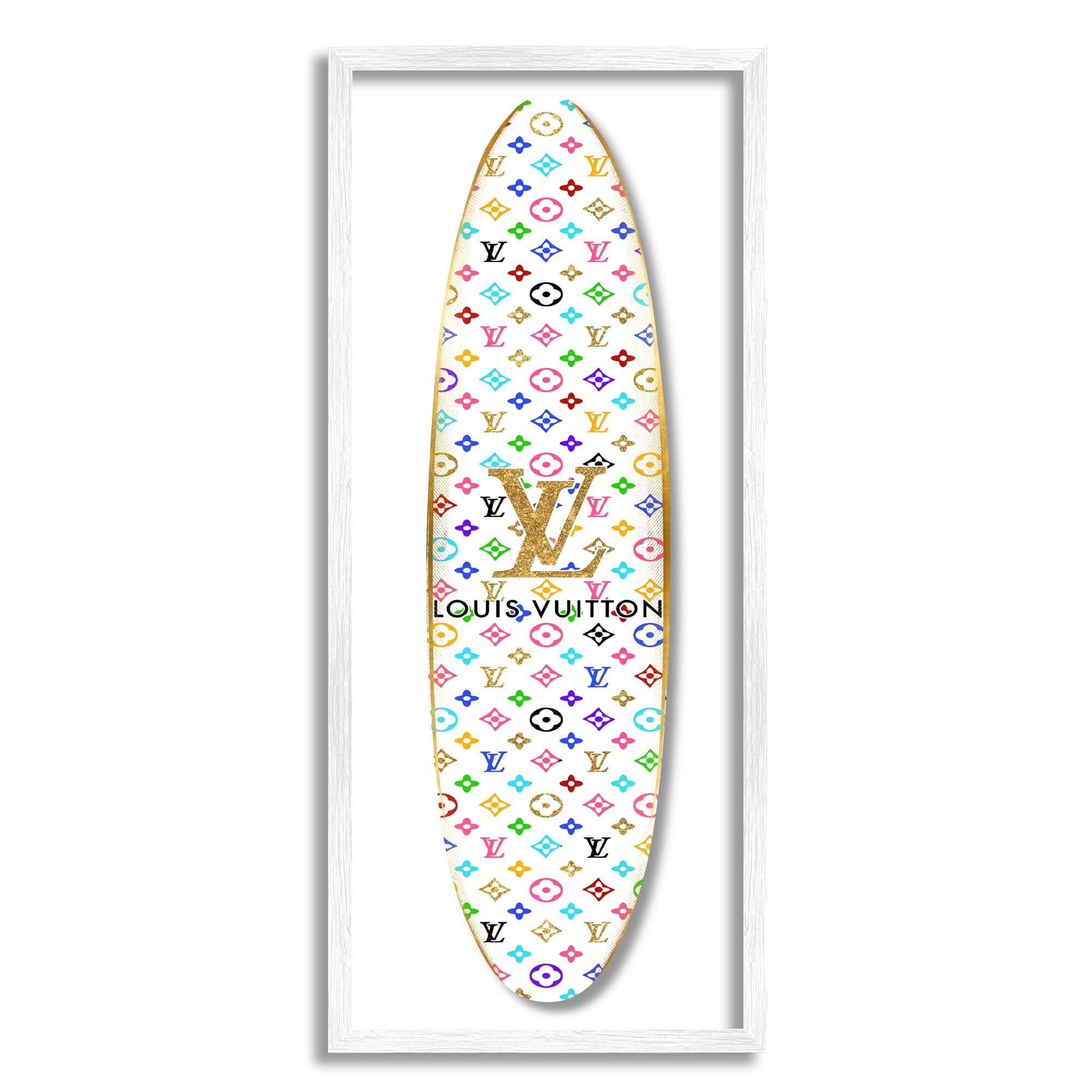 Stupell Industries Bold Trendy Patterned Fashion Design Emblem Surfboard Framed Wall Art, 10 x 24, Design by Madeline Blake