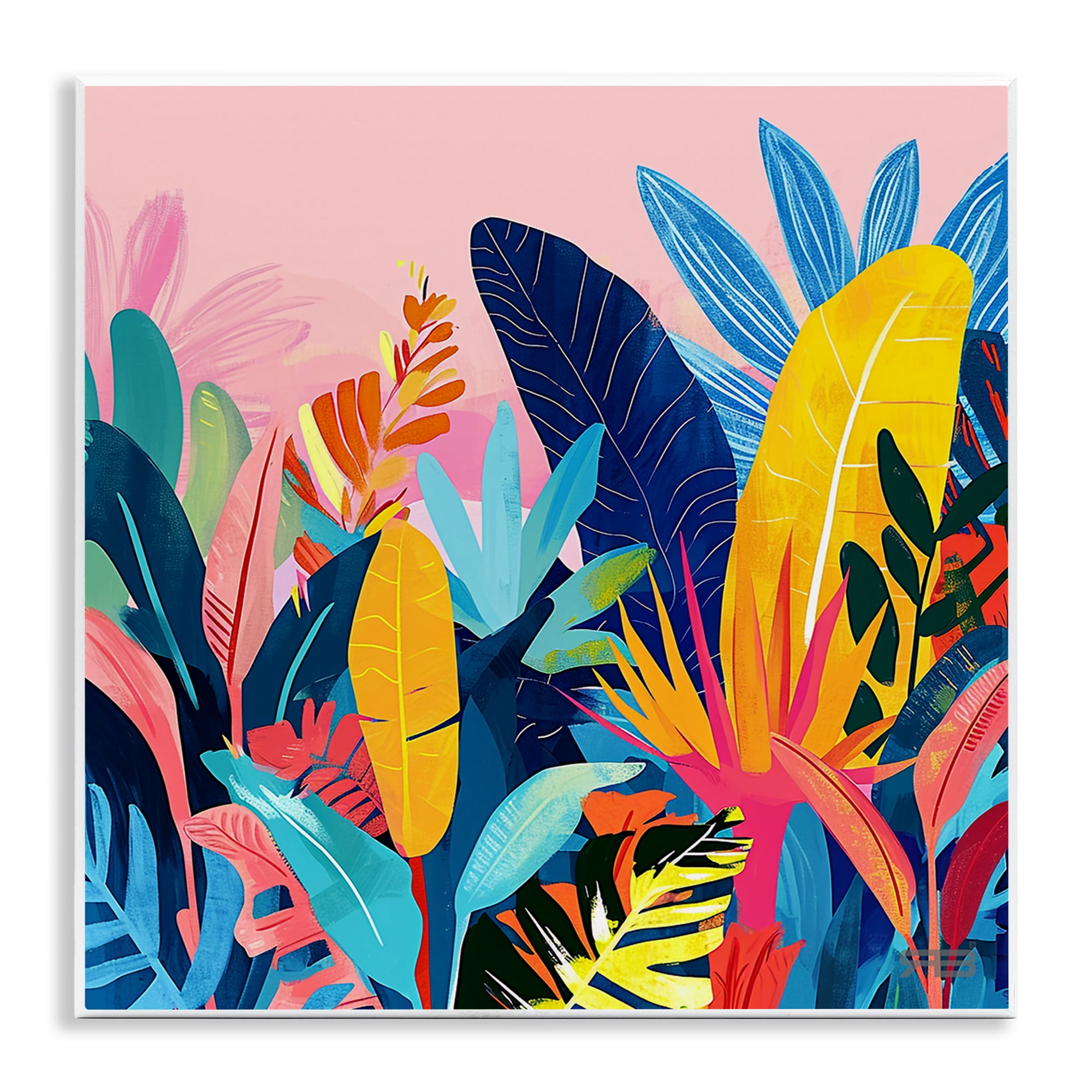 Stupell Industries Bold Tropical Jungle Leaves Botanical & Floral Painting Unframed Art Print Wall Art, 12 x 12