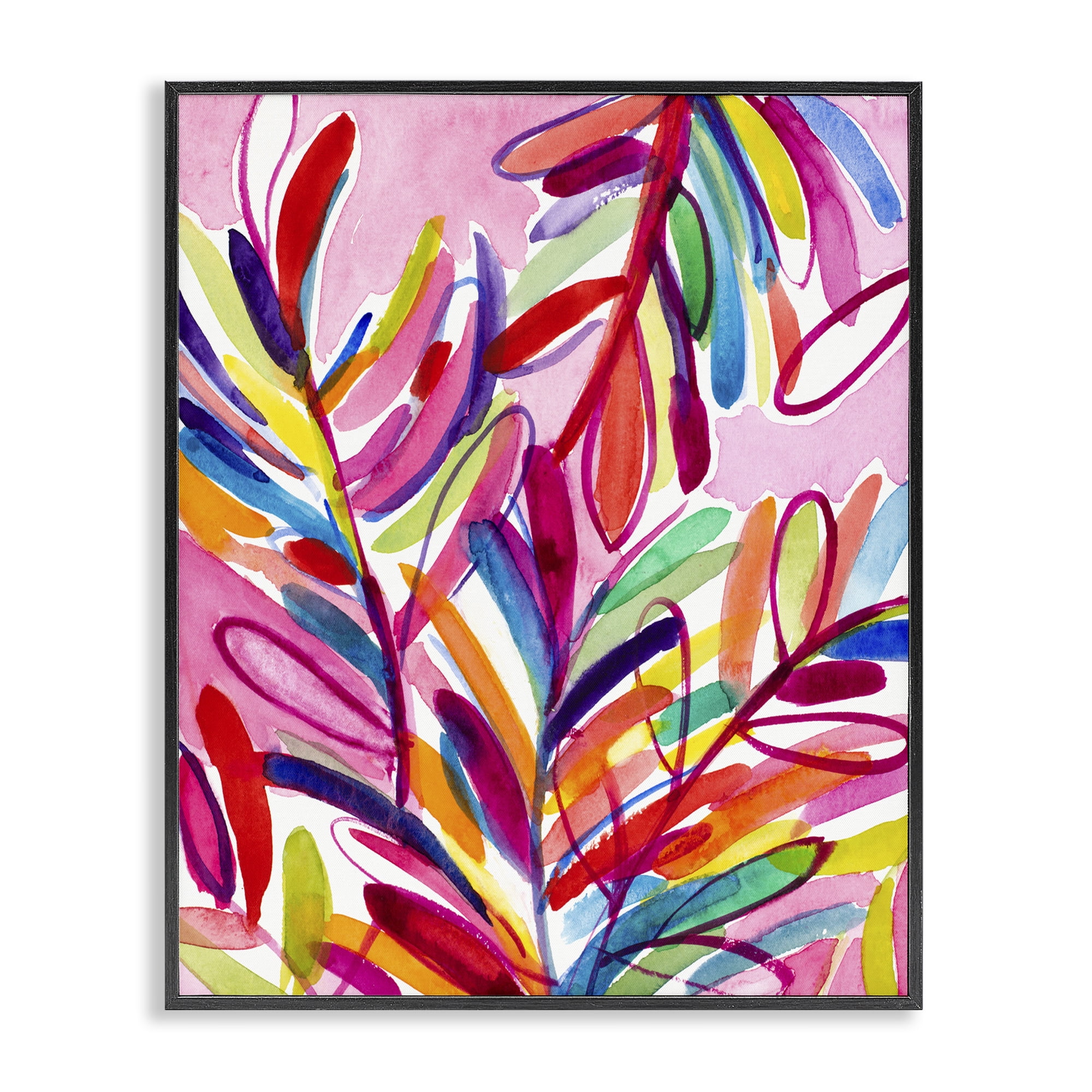 Stupell Industries Bold Tropical Leaves Botanical & Floral Painting Black Framed Art Print Wall Art, 24 x 30