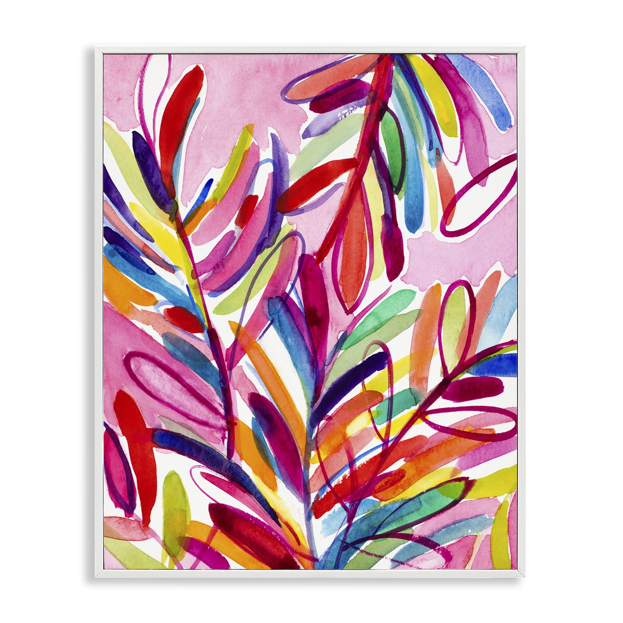 Stupell Industries Bold Tropical Leaves Botanical & Floral Painting White Framed Art Print Wall Art, 24 x 30