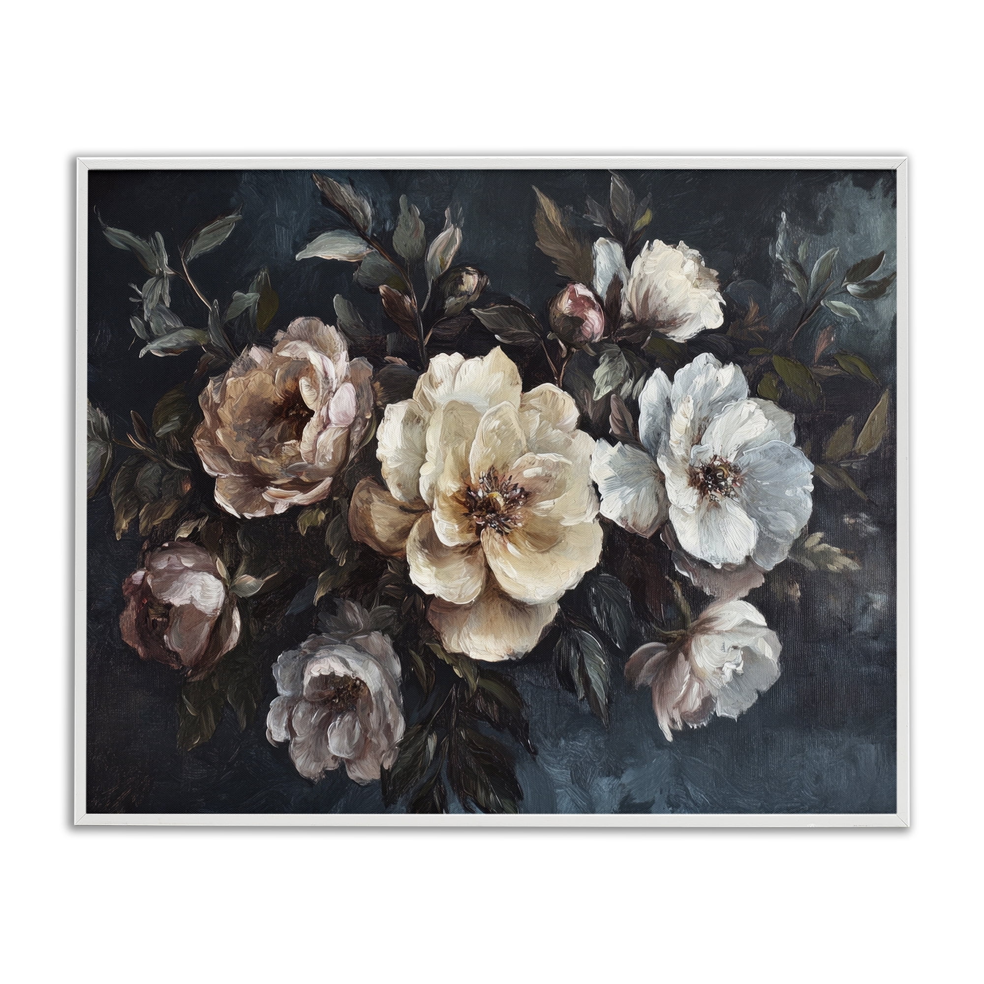Stupell Industries Bold Vintage Blooms Plants & Flowers Painting White Framed Art Print Wall Art, 20 x 16
