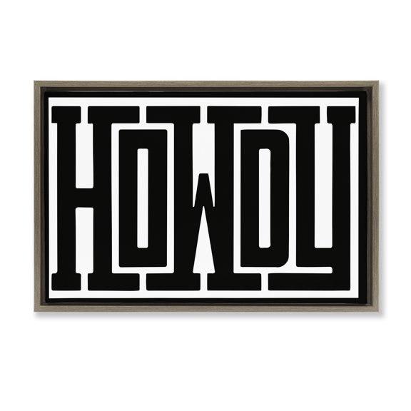 Stupell Industries Bohemian Bold Vintage Howdy Greeting Brown Floating Frame Canvas Art, 31 x 21, by Lettered and Lined