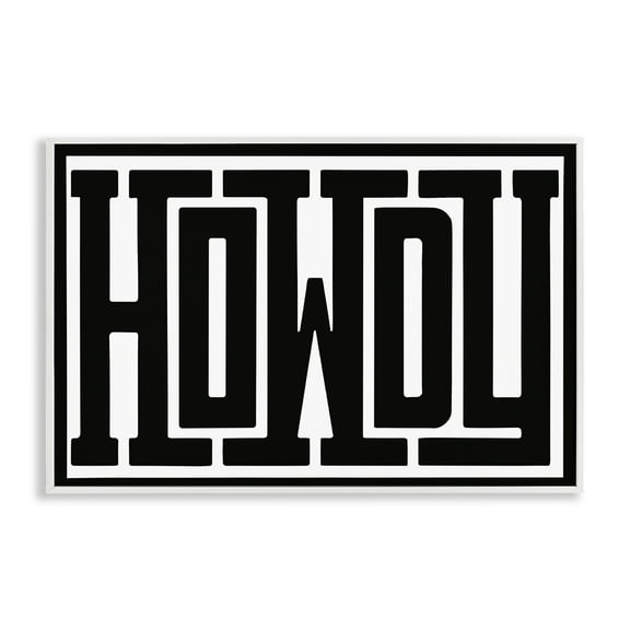 Stupell Industries Bold Vintage Howdy Greeting Quotes and Sayings Painting White Framed Art Print Wall Art, 30 x 20