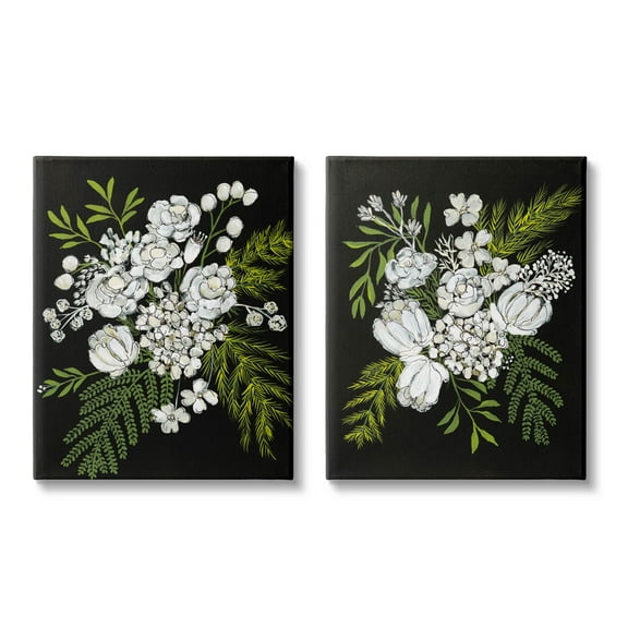 Stupell Industries Bold White Flower Blossoms Graphic Art Gallery Wrapped Canvas Print Wall Art, Set of 2, Design by Regina Moore