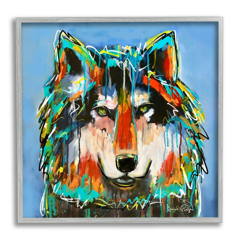 Stupell Industries Bold Wolf Dripping Paint Saturated Graffiti Street Style  Painting Gray Framed Art Print Wall Art, Design by Karrie Evenson 