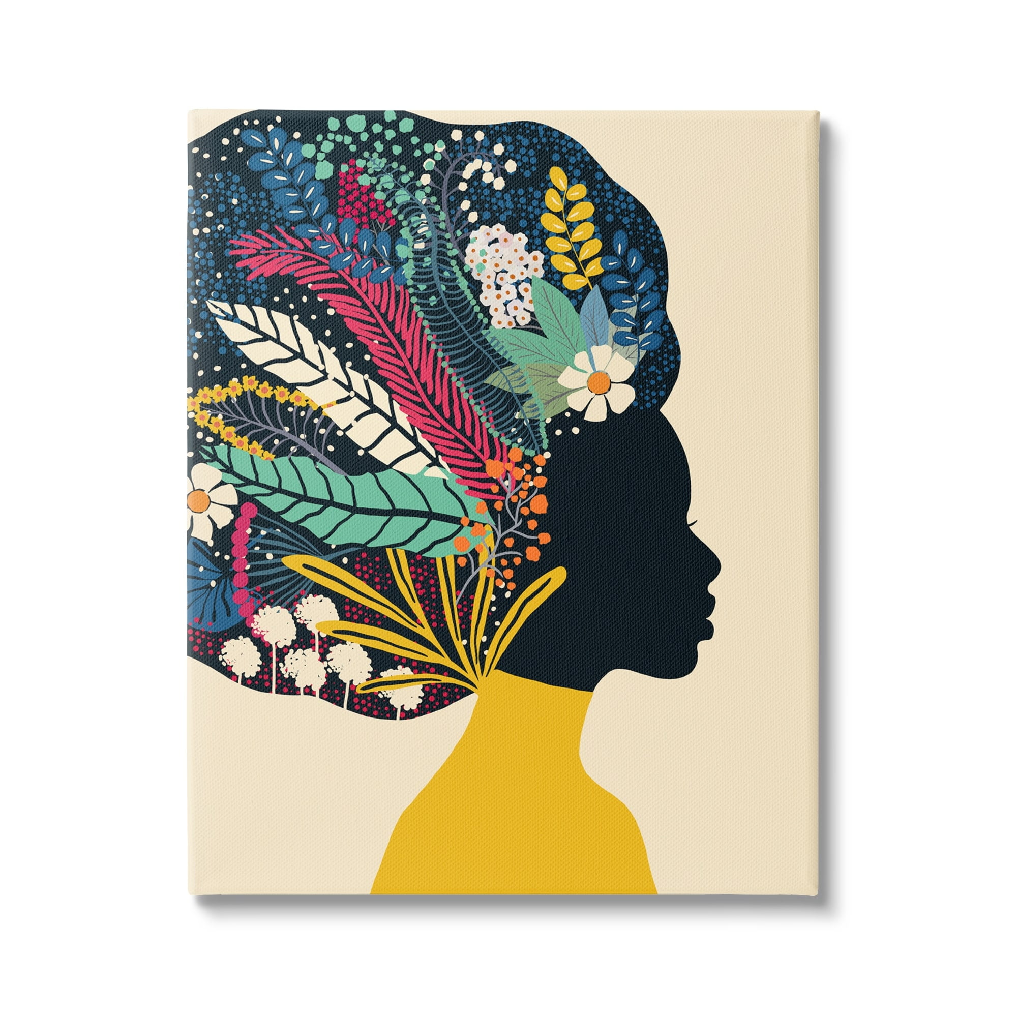 Stupell Industries Bold Woman Botanical Blooms Motif Yellow Accent Canvas Wall Art, 30 x 40, Design by Ioana Horvat