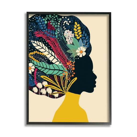 Stupell Industries Bold Woman Botanical Blooms Motif Yellow Accent Framed Wall Art, Design by Ioana Horvat