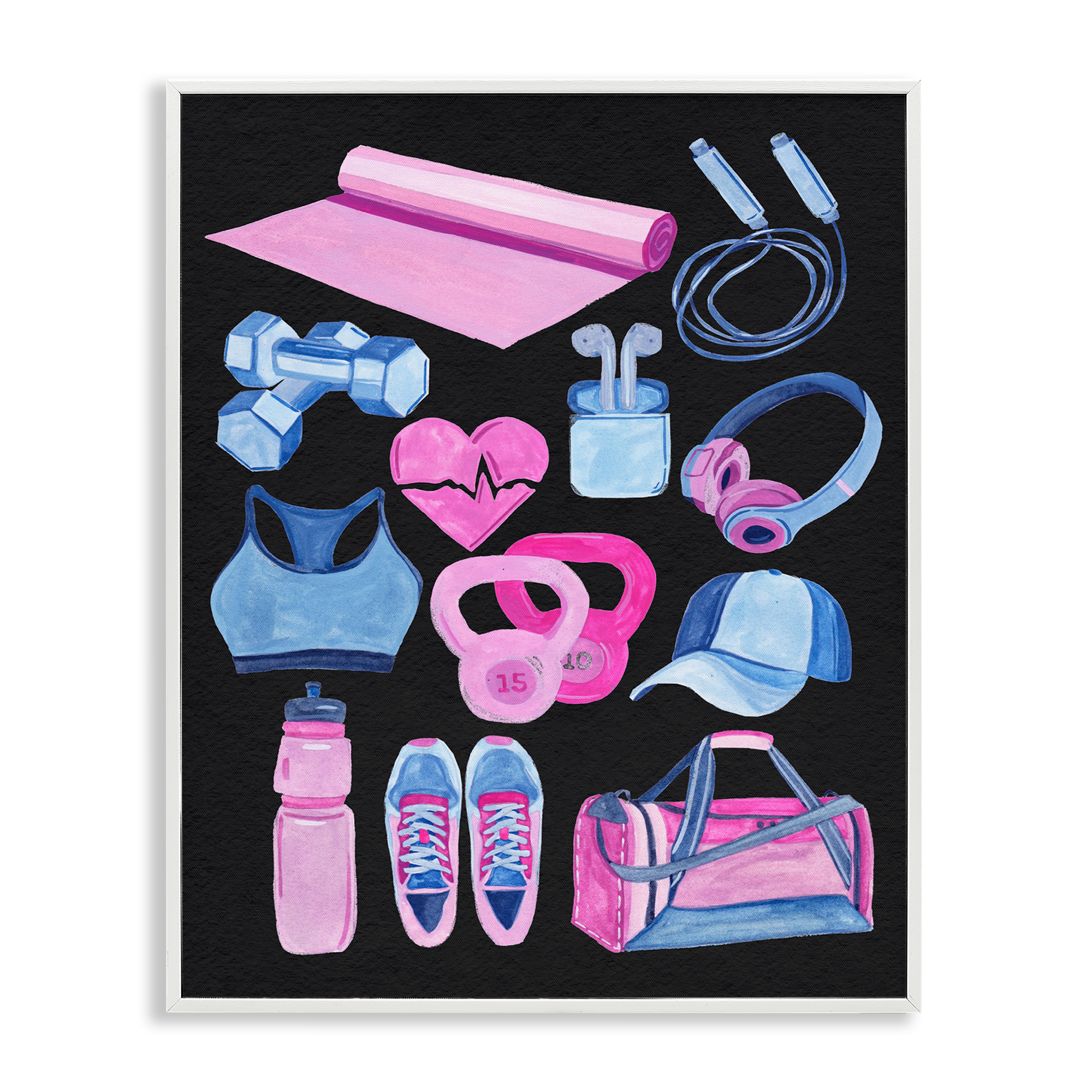 Stupell Industries Bold Workout & Exercise Sports Painting White Framed Art Print Wall Art, 24 x 30